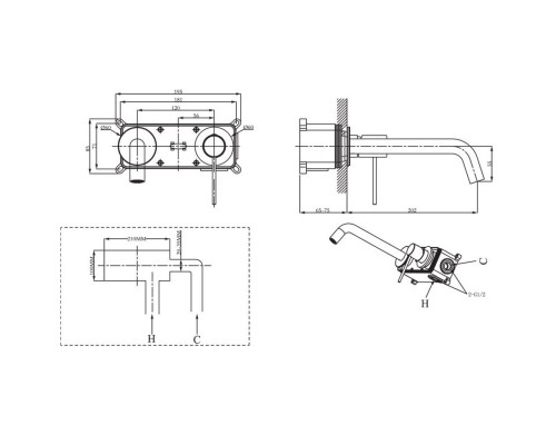 Смеситель для раковины без донного клапана Raiber Graceful RPB-004