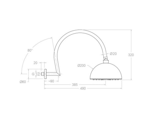 Верхний душ 200 мм Ramon Soler RB2A390NM