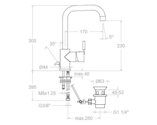 Смеситель для раковины с донным клапаном Ramon Soler Atica 7511VA1167