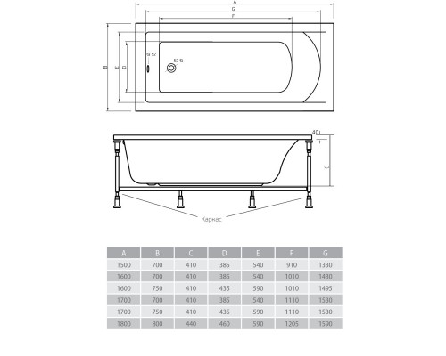 Акриловая ванна 180x80 см Alpen Alaska AVB0006