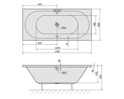 Акриловая ванна 175x80 см Alpen Viva B 88119