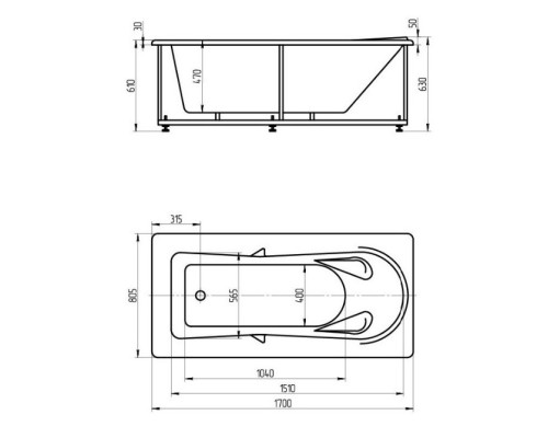 Акриловая ванна 170x80,5 см Aquatek Леда LED170-0000047