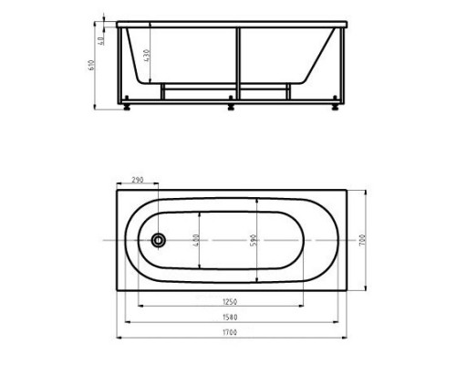 Акриловая ванна 170x70 см Aquatek Оберон OBR170-0000027