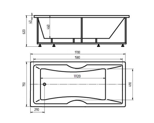 Акриловая ванна 170x75 см Aquatek Феникс-170 FEN170-0000006