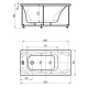 Акриловая гидромассажная ванна 150x70 см пневматическое управление плоские форсунки Aquatek Альфа-150