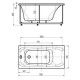 Акриловая гидромассажная ванна 170x70 см пневматическое управление плоские форсунки Aquatek Альфа-170
