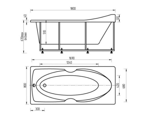 Акриловая гидромассажная ванна 180x80 см пневматическое управление стандартные форсунки Aquatek Европа