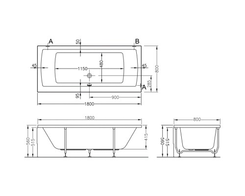 Акриловая ванна 180x80 см Vitra Neon 52540001000