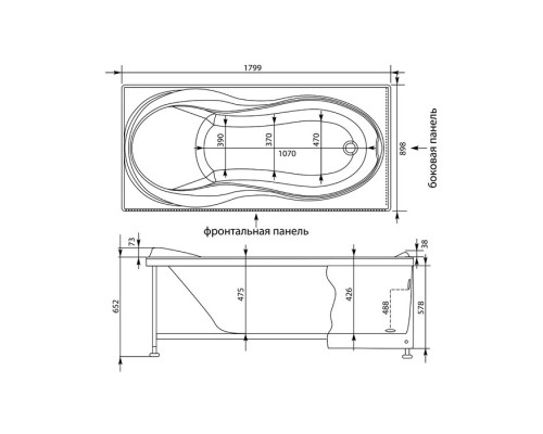 Акриловая ванна 180x90 см Aquanet Grenada 00205493