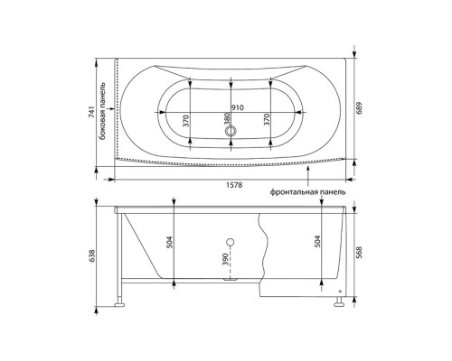 Акриловая ванна 157,8x74,1 см Aquanet Izabella 00205499