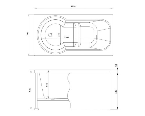 Акриловая ванна 130x70 см Aquanet Largo 00205508