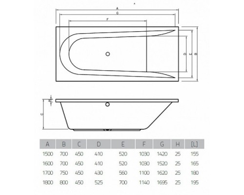 Акриловая ванна 180x80 см Vayer Boomerang GL000010856