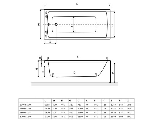 Акриловая ванна 170x75 см Excellent Aquaria WAEX.AQU17WH Elit-san.ru