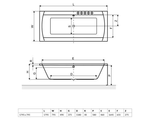 Акриловая ванна 179,5x79,5 см Excellent Aquaria Lux WAEX.AQU180WH