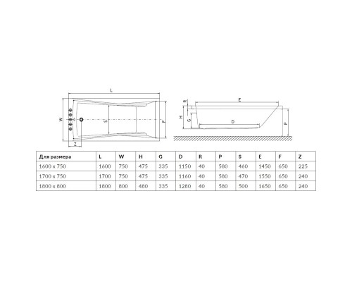 Акриловая ванна 170x75 см Excellent Palace WAEX.PAL17WH