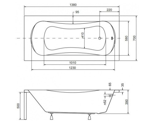 Акриловая ванна 138x70 см Besco Aria WAA-140-PA