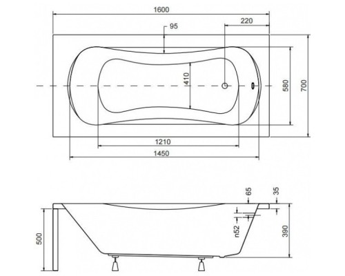 Акриловая ванна 160x70 см Besco Aria WAA-160-PA