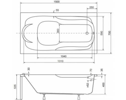 Акриловая ванна 150x70 см Besco Bona WAB-150-PK