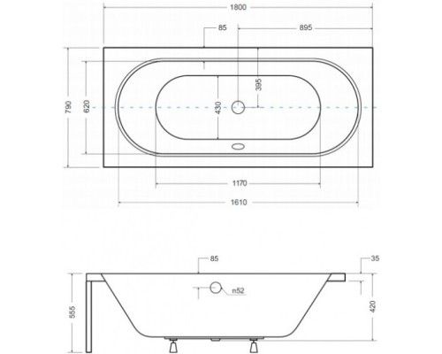 Акриловая ванна 180x79 см Besco Vitae WAV-180-PK