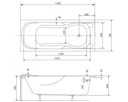 Акриловая ванна 170x70 см Besco Majka Nova WAM-170-PK