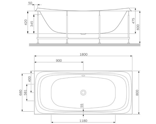 Акриловая ванна 180x80 см Am.Pm Sensation W30A-180-080W-A