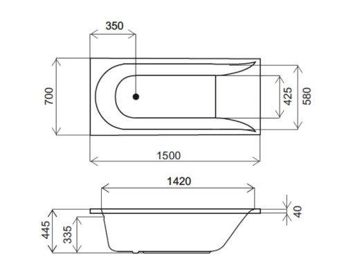 Акриловая ванна 150x70 см Am.Pm Spirit W72A-150-070W-A2