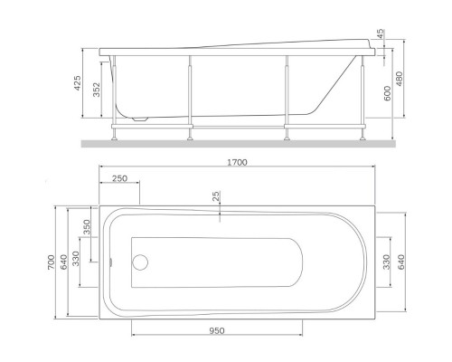 Акриловая ванна 170x70 см Am.Pm Like W80A-170-070W-A