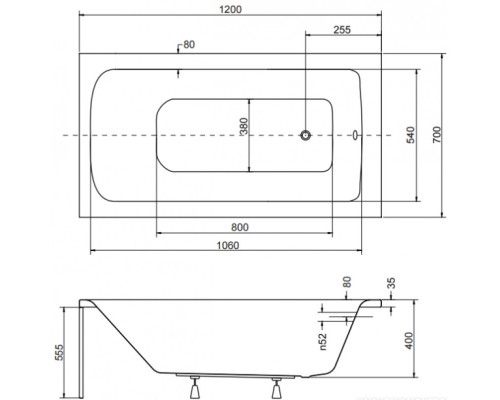 Акриловая ванна 120x70 см Besco Talia WAT-120-PK