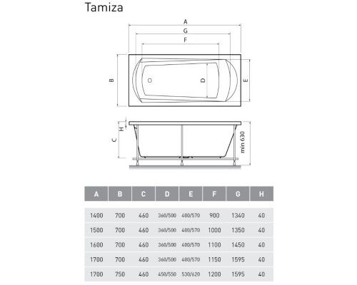 Акриловая ванна 160x70 см Relisan Tamiza GL000013922