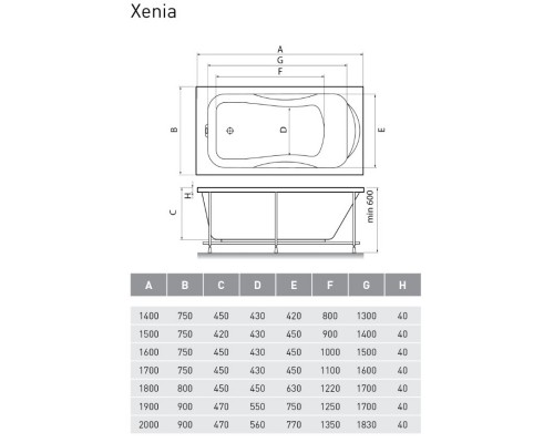 Акриловая ванна 150x75 см Relisan Xenia GL000001568