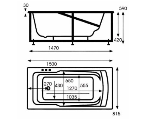 Акриловая ванна 150x81,5 см Vagnerplast Ultra VPBA158ULT2X-04