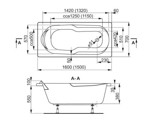 Акриловая ванна 150x70 см Vagnerplast Nymfa VPBA157NYM2E-04