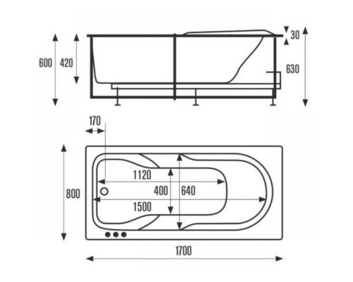 Акриловая ванна 170x80 см Vagnerplast Corvet VPBA178COR2X-04