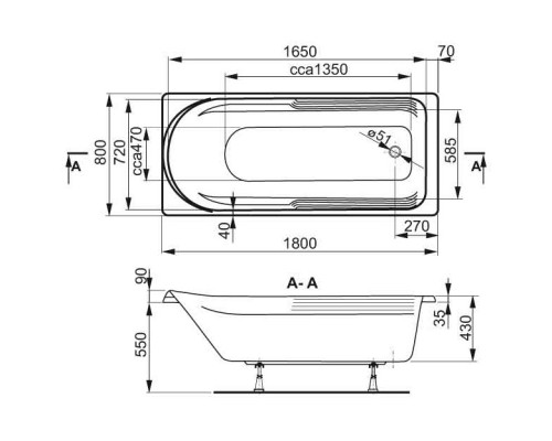 Акриловая ванна 180x80 см Vagnerplast Hera VPBA180HER2X-04