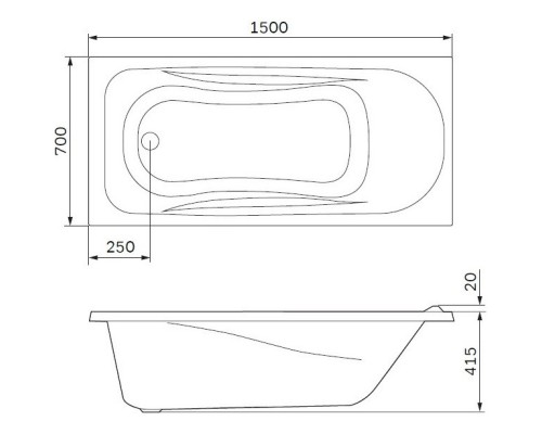 Акриловая ванна 150x70 см Am.Pm Sense New W76A-150-070W-A