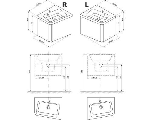 Тумба темный орех 65 см Ravak SD 10° 650 L X000000747