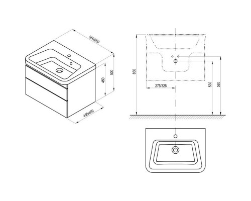 Тумба темный орех 55 см Ravak SD 10° II 550 X000001285