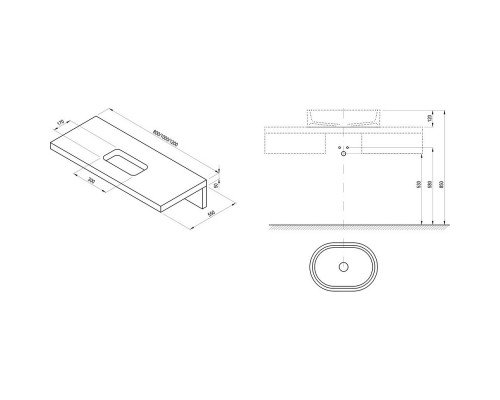 Столешница 80 см орех Ravak Formy L 800 X000000836