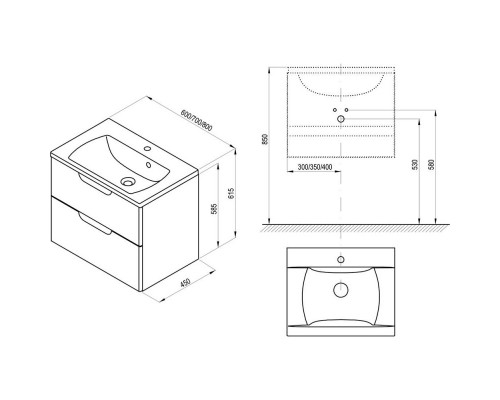 Тумба белый глянец 60 см Ravak SD Classic II 600 X000001476