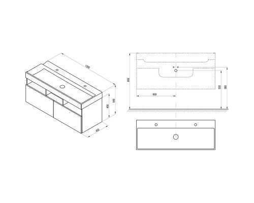 Тумба белый глянец 120 см Ravak SD Natural 1200 X000001053