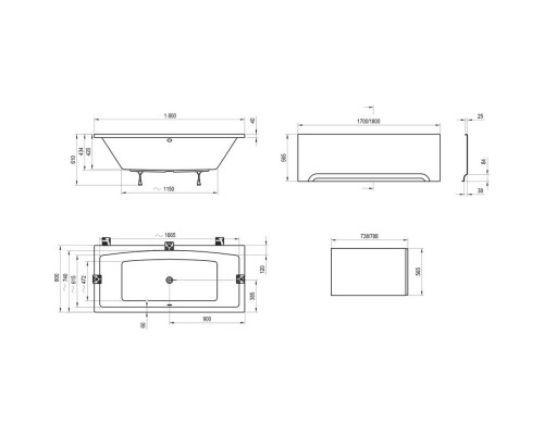 Акриловая ванна 180x80 см Ravak Formy 02 C891000000