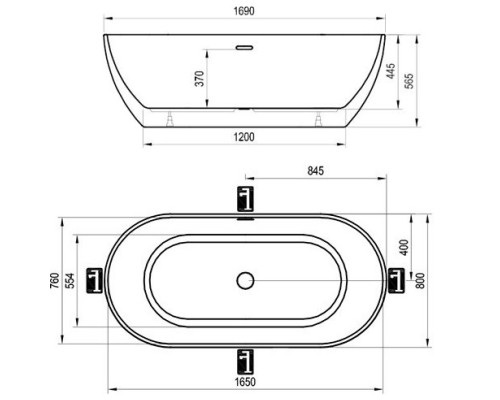 Акриловая ванна 169x80 см Ravak Freedom O XC00100020