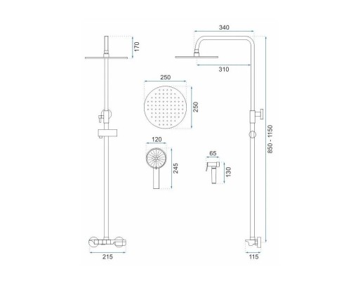 Душевая система 250 мм Rea Max REA-P6615