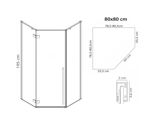 Душевой уголок 80х80 см Rea Diamond REA-K6615 прозрачное