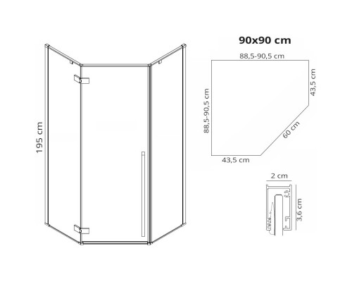 Душевой уголок 90х90 см Rea Diamond REA-K4904 прозрачное