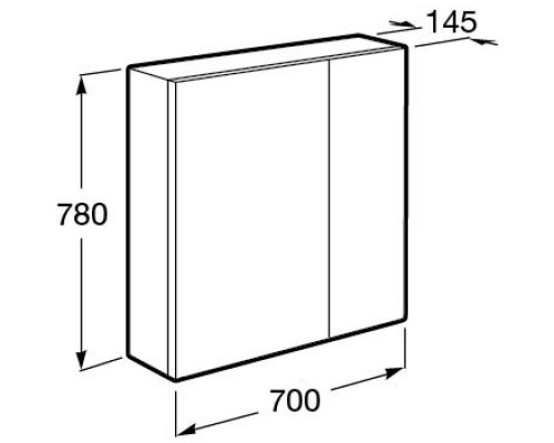 Зеркальный шкаф 70x78 см белый глянец/антрацит Roca Ronda ZRU9302969