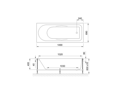 Акриловая ванна 149x69 Royal Bath Tudor RB407700