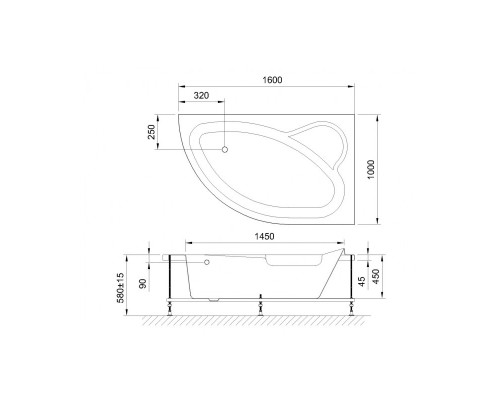 Акриловая гидромассажная ванна 160x100 см R Royal Bath Alpine Standart RB819101ST-R