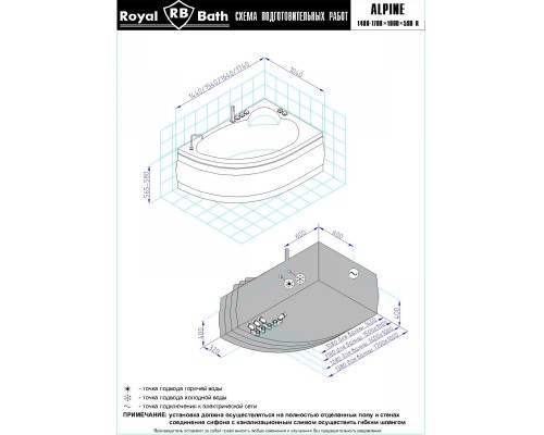 Акриловая гидромассажная ванна 170x100 см R Royal Bath Alpine Standart RB819102ST-R