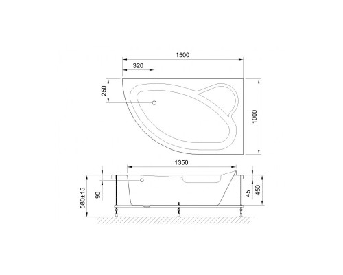 Акриловая гидромассажная ванна 150x100 см R Royal Bath Alpine De Luxe RB819100DL-R